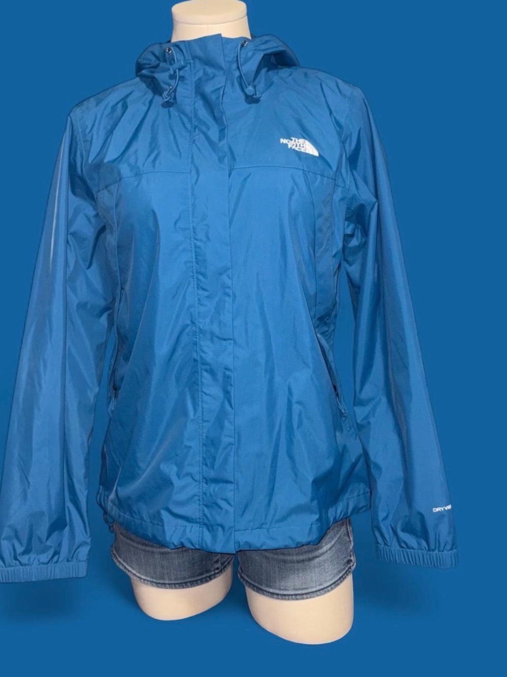 The North Face Women's Bright Blue Hooded Rain Jacket